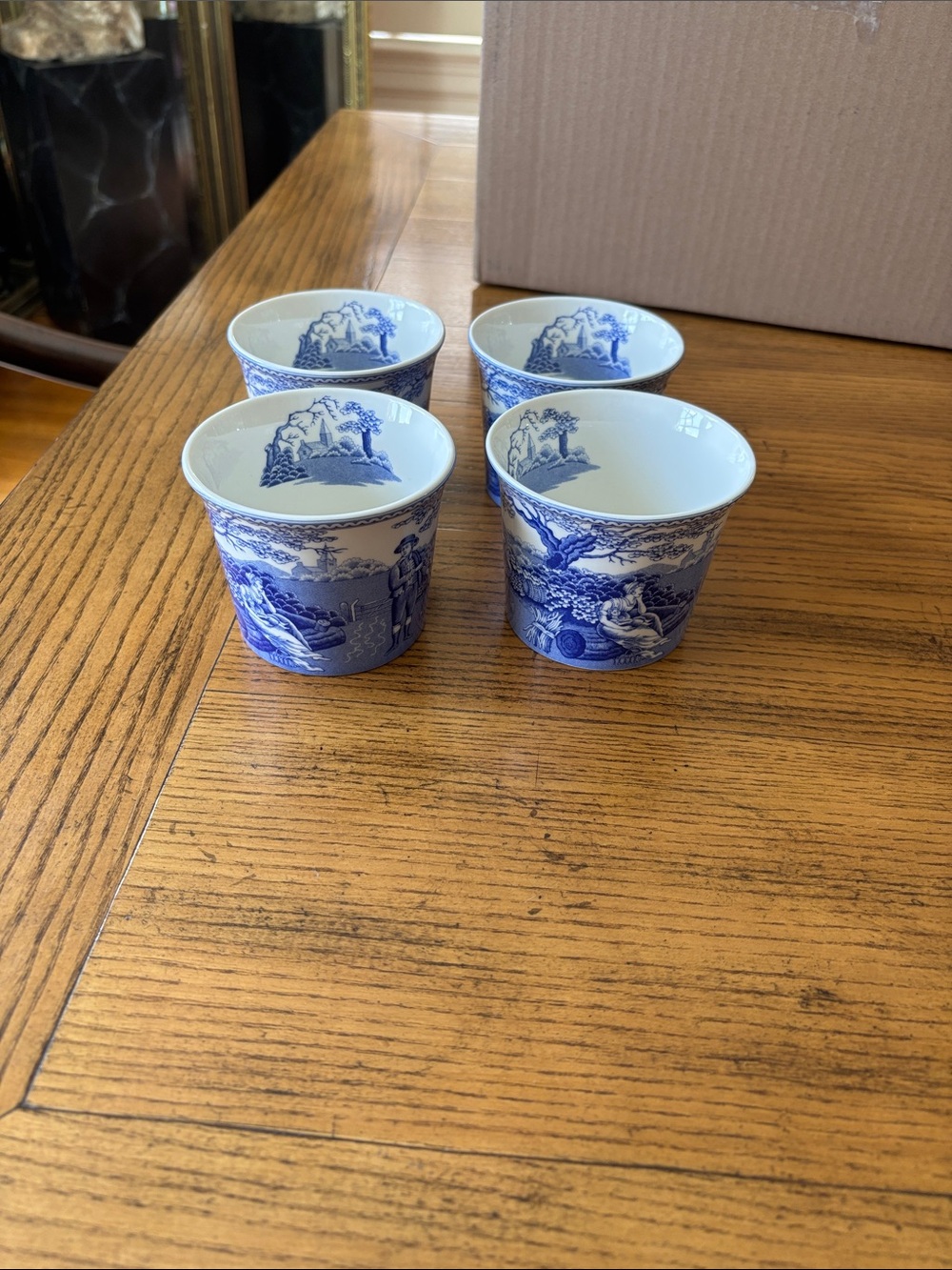 Spode Blue and White Scenic Ceramic Cup